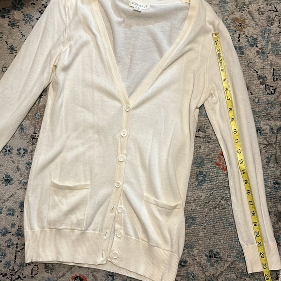 Forever 21 Boyfriend V-Neck Cream Cardigan - Picture 6 of 14